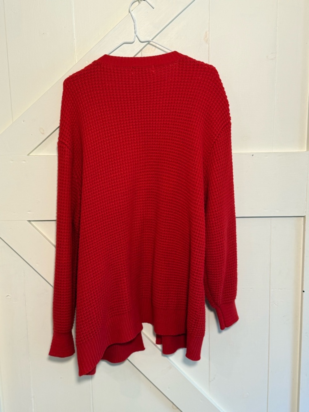 Zenana 1X Red Waffle Knit Cardigan Longline Open Front Pockets Cozy Sweater - Picture 8 of 10